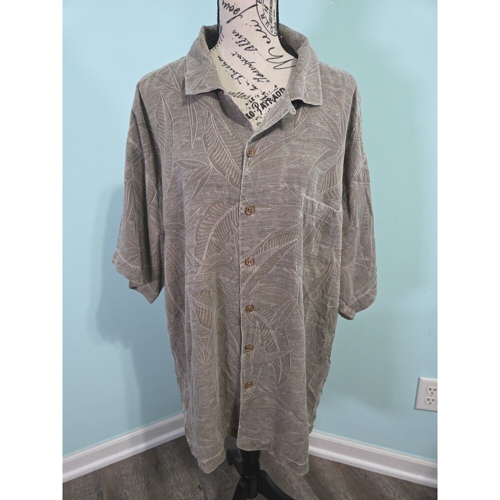 Island Shores Men’s Hawaiian Brown Palm Trees Short Sleeve silk XXL